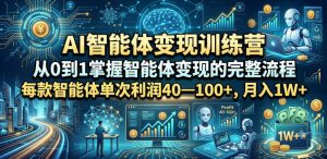 AI智能体变现训练营，从0到1掌握智能体变现的完整流程，每款智能体单次利润40—100+，月入1W+-万象聊项目