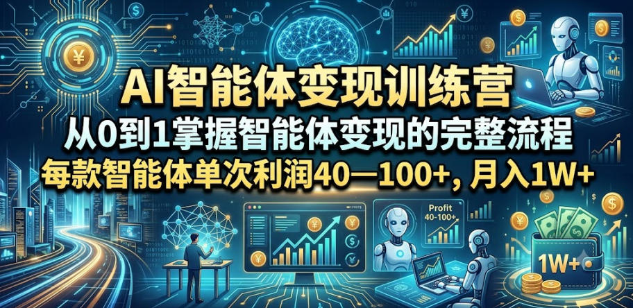 AI智能体变现训练营，从0到1掌握智能体变现的完整流程，每款智能体单次利润40—100+，月入1W+-万象聊项目