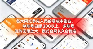 各大网红争先入局的零成本副业，单账号日赚 300 以上，多号矩阵可放大，模式合规长久稳定！-万象聊项目