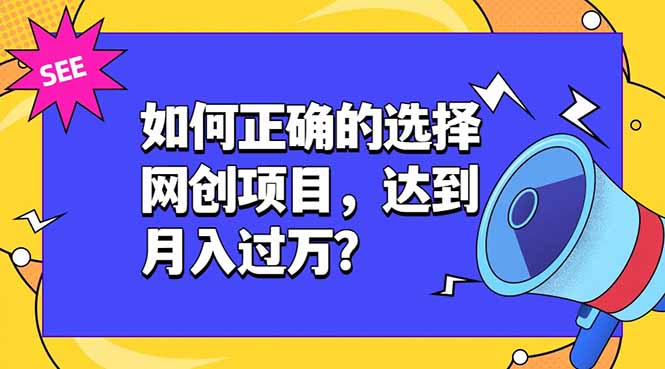 如何正确的选择网创项目，达到月入过万？，本课程教你正确选择项目。-万象聊项目