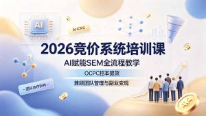 2026竞价系统培训课，AI赋能SEM全流程教学，OCPC控本提效，兼顾团队管理与副业变现-万象聊项目
