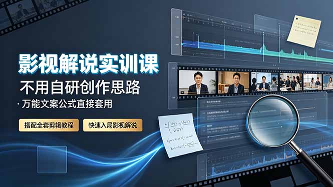 影视解说实训课：不用自研创作思路，万能文案公式直接套用，搭配全套剪辑教程，快速入局影视解说-万象聊项目