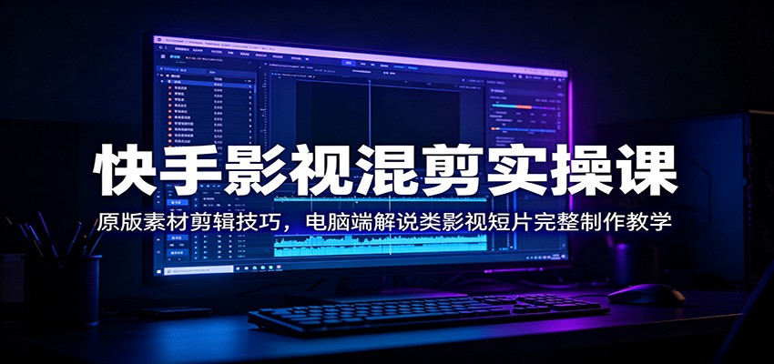 快手影视混剪实操课：原版素材剪辑技巧，电脑端解说类影视短片完整制作教学-万象聊项目