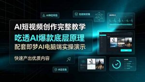 AI短视频创作完整教学，吃透AI爆款底层原理，配套即梦AI电脑端实操演示，快速产出优质内容-万象聊项目