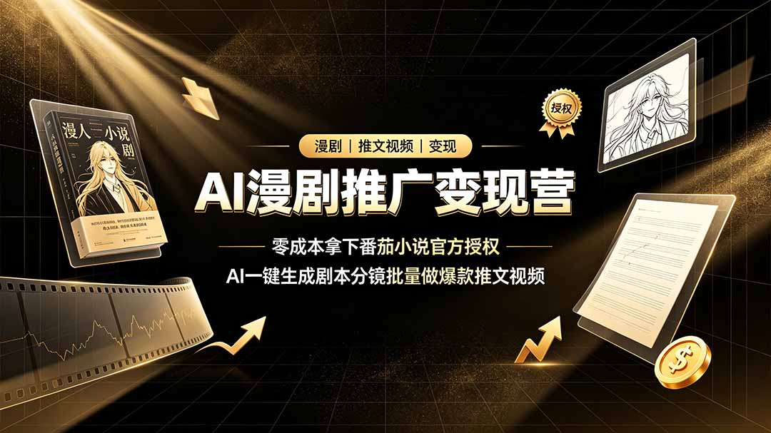 AI漫剧推广变现营，零成本拿下番茄小说官方授权，AI一键生成剧本分镜批量做爆款推文视频-万象聊项目
