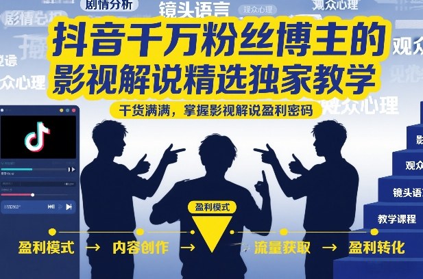 抖音千万粉丝博主的影视解说精选独家教学，干货满满，掌握影视解说盈利密码(更新)-万象聊项目