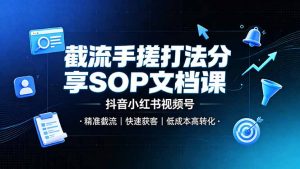 截流手搓打法分享SOP文档课，抖音小红书视频号丨精准截流，快速获客，低成本高转化-万象聊项目