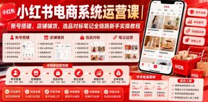 小红书电商系统运营课｜账号搭建、店铺铺货、选品对标笔记全链路新手实操教程-万象聊项目