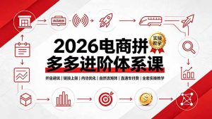 2026电商拼多多进阶体系课，开店避坑，链接上架，内功优化，自然流矩阵｜直通车付费｜全套实操教学-万象聊项目