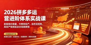 2026拼多多运营进阶体系实战课｜新版拖价稳量、付费转投产、自然流矩阵、高投产链接起店全链路教程-万象聊项目