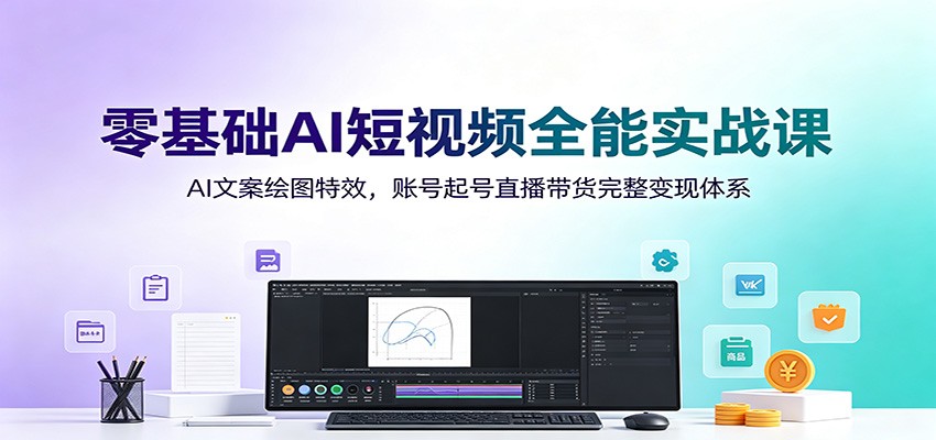零基础AI短视频全能实战课：AI文案绘图特效，账号起号直播带货完整变现体系-万象聊项目