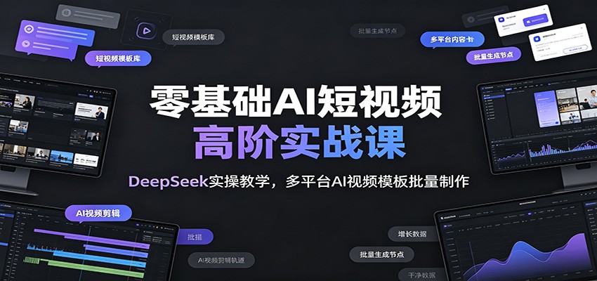 零基础AI短视频高阶实战课：DeepSeek实操教学，多平台AI视频模板批量制作-万象聊项目