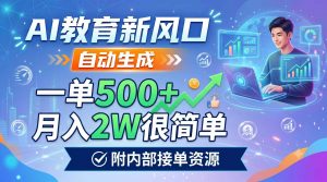 AI教育新风口，自动生成，一单500+，月入2W很简单，附内部接单资源-万象聊项目