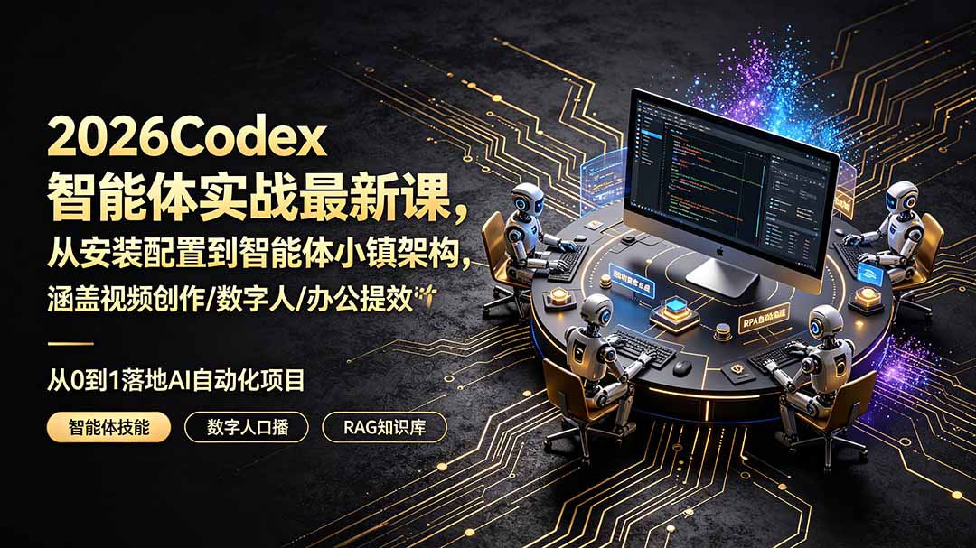 2026Codex智能体实战最新课，从安装配置到智能体小镇架构，涵盖视频创作/数字人/办公提效全技能-万象聊项目