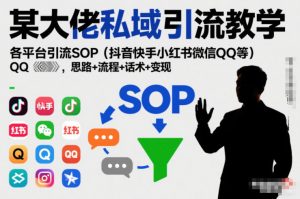 某大佬私域引流教学,各平台引流SOP(抖音快手小红书微信QQ等),思路+流程+话术+变现(更新0708)-万象聊项目