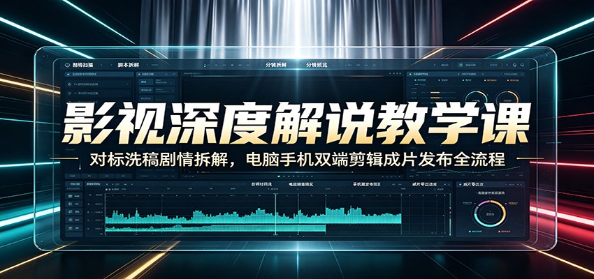 影视深度解说教学课：对标洗稿剧情拆解，电脑手机双端剪辑成片发布全流程-万象聊项目
