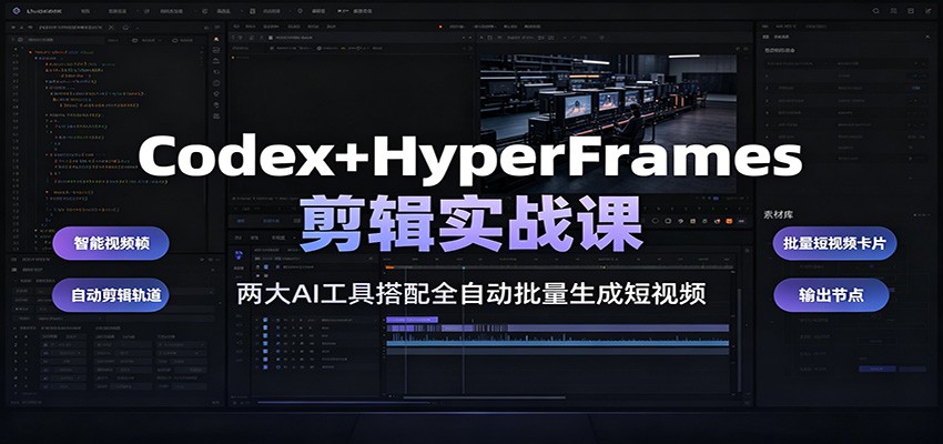 Codex+HyperFrames剪辑实战课：两大AI工具搭配全自动批量生成短视频-万象聊项目