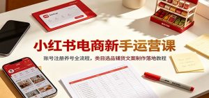 小红书电商新手运营课：账号注册养号全流程，类目选品铺货文案制作落地教程-万象聊项目