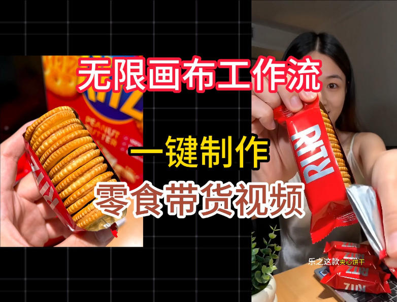无限画布工作流一键制作零食带货视频，操作简单实操教学-万象聊项目