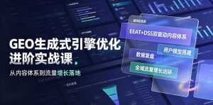 GEO生成式引擎优化进阶实战课｜EEAT+DSS双驱动内容体系、用户模型搭建、数据复盘、全域流量增长闭环落地教程-万象聊项目