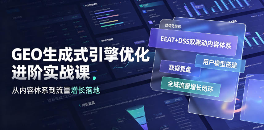 GEO生成式引擎优化进阶实战课｜EEAT+DSS双驱动内容体系、用户模型搭建、数据复盘、全域流量增长闭环落地教程-万象聊项目