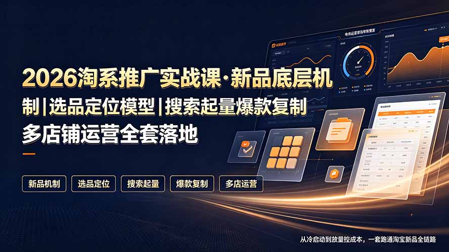 2026淘系推广实战课·新品底层机制｜选品定位模型｜搜索起量爆款复制多店铺运营全套落地教程-万象聊项目