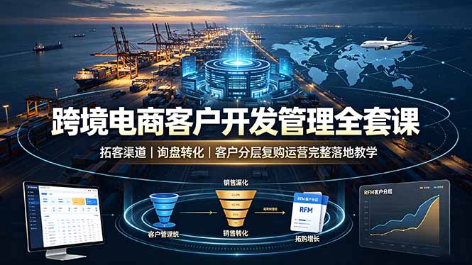 跨境电商客户开发管理全套课·拓客渠道｜询盘转化｜客户分层复购运营完整落地教学-万象聊项目