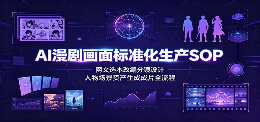 AI漫剧画面标准化生产SOP：网文选本改编分镜设计，人物场景资产生成成片全流程-万象聊项目