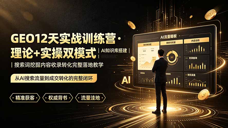 GEO12天实战训练营·理论+实操双模式｜AI知识库搭建｜搜索词挖掘内容收录转化完整落地教学-万象聊项目