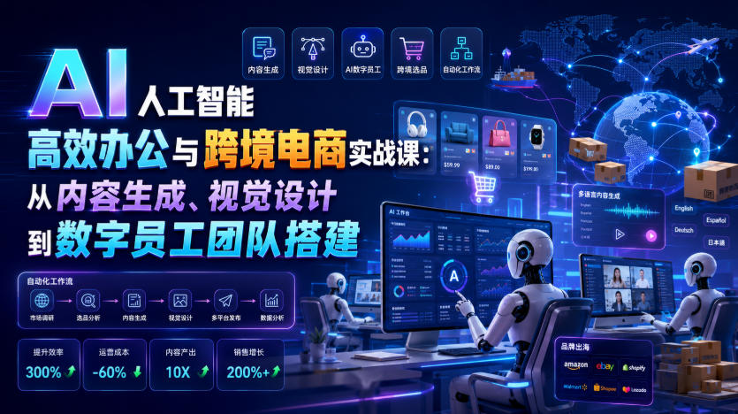 AI人工智能高效办公与跨境电商实战课：从内容生成、视觉设计到数字员工团队搭建-万象聊项目