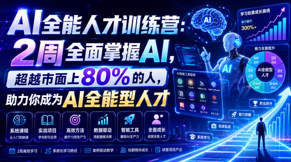 AI全能人才训练营：2周全面掌握AI，超越市面上80%的人，助力你成为AI全能型人才-万象聊项目