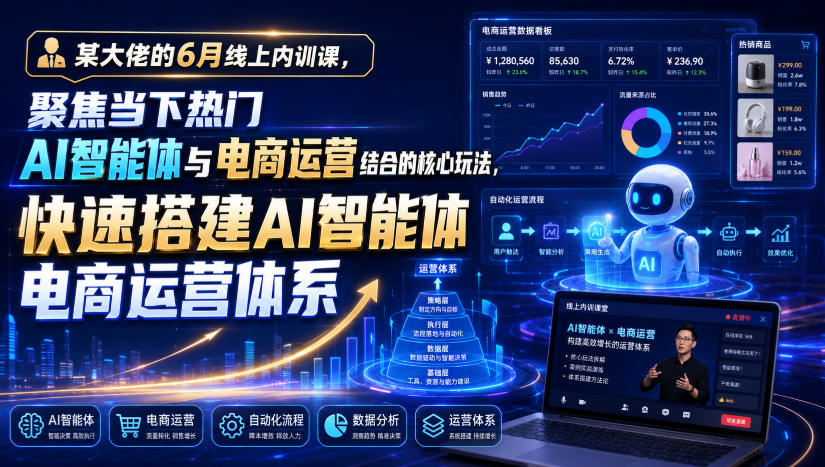 某大佬的6月线上内训课，聚焦当下热门AI智能体与电商运营结合的核心玩法，快速搭建AI智能体电商运营体系-万象聊项目