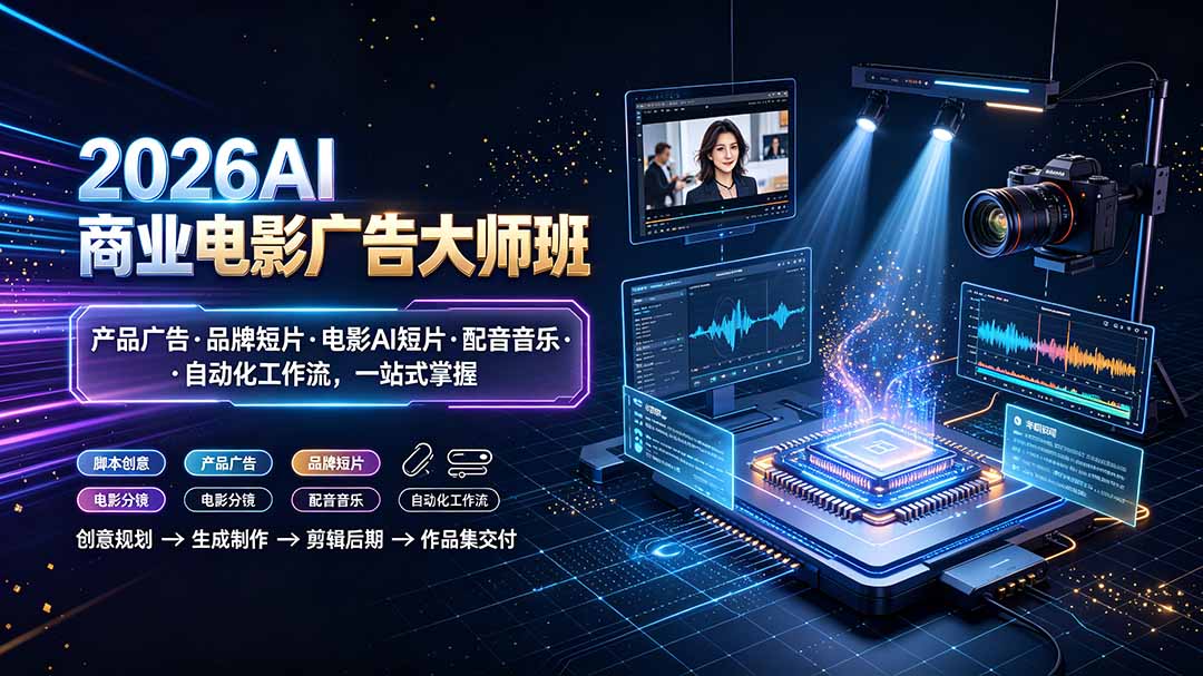 2026AI商业电影广告大师班：产品广告·品牌短片·电影AI短片·配音音乐·自动化工作流，一站式掌握-万象聊项目
