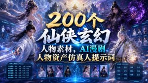 200个仙侠玄幻人物素材，AI漫剧人物资产仿真人提示词-万象聊项目