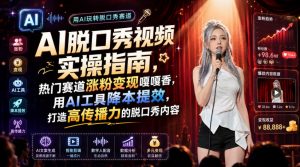 AI脱口秀视频实操指南，热门赛道涨粉变现嘎嘎香，用AI工具降本提效，打造高传播力的脱口秀内容-万象聊项目