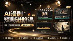 AI漫剧短剧进阶课｜电脑+手机双端实操教学｜影视剧对口型人物吃瓜×解压末日庇护所全程讲解，高阶技巧全掌握-万象聊项目