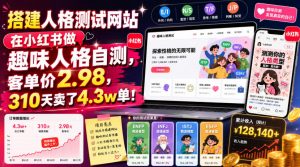 搭建人格测试网站在小红书做趣味人格自测，客单价2.98，310天卖了4.3w单！-万象聊项目