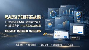 私域钩子矩阵实战课〓公私域流量拆解｜账号风控养号｜18类引流钩子｜AI工具成交全套教程-万象聊项目