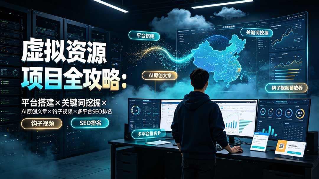 虚拟资源项目全攻略：平台搭建×关键词挖掘×AI原创文章×钩子视频×多平台SEO排名-万象聊项目