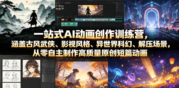 一站式AI动画创作训练营，涵盖古风武侠、影视风格、异世界科幻、解压场景，从零自主制作高质量原创短篇动画(更新)-万象聊项目
