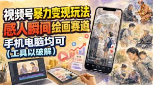 视频号暴力变现玩法，感人瞬间绘画赛道，手机电脑均可-万象聊项目