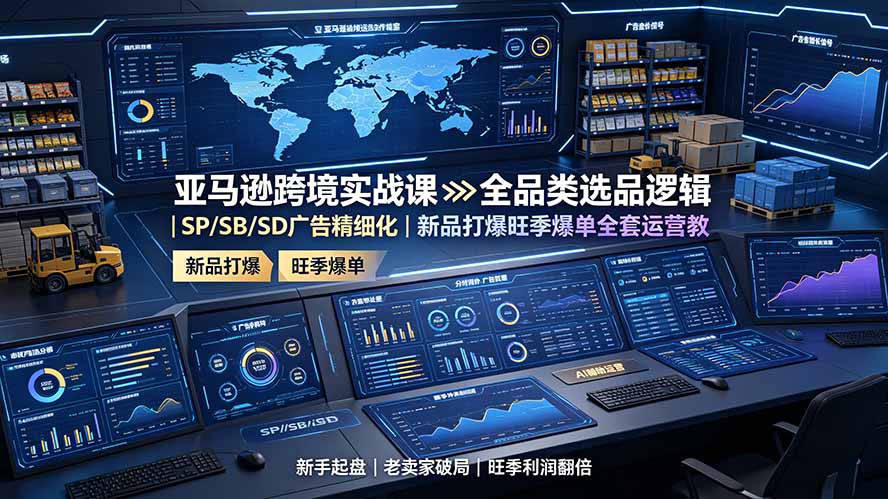 亚马逊跨境实战课：全品类选品逻辑｜SP/SB/SD广告精细化｜新品打爆旺季爆单全套运营教程-万象聊项目