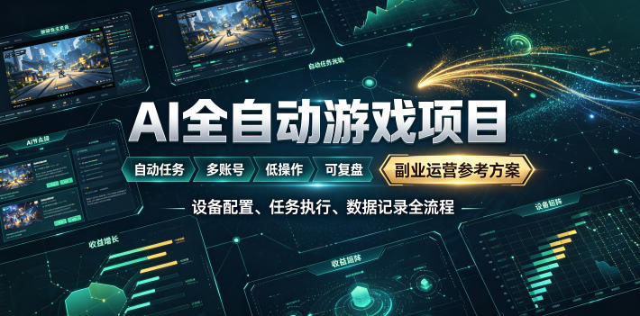 AI全自动游戏躺賺副业：日入几百，稳定运行三年的项目！【揭秘】-万象聊项目