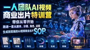 一人团队AI视频商业出片实战课：带你从零开始跑通一套从剧本、分镜、角色、运镜、生成到剪辑的AI视频商业出片SOP-万象聊项目