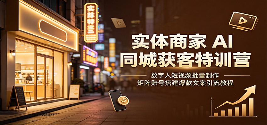 实体商家AI同城获客特训营：数字人短视频批量制作，矩阵账号搭建爆款文案引流教程-万象聊项目
