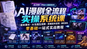 AI漫剧全流程实操系统课｜剧本素材・AI生图生视频・剪辑发布变现・高阶接单，零基础一站式实战教程-万象聊项目