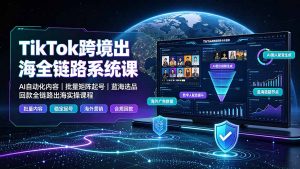 TikTok跨境出海全链路系统课-2026年7月:AI自动化内容|批量矩阵起号|蓝海选品回款全链路出海实操课程-万象聊项目