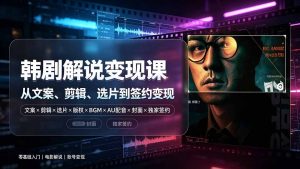 抖音270W粉丝博主亲授韩剧解说课:文案×剪辑×选片×版权×BGM×AU配音×封面×独家签约,零基础到变现-万象聊项目