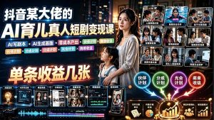 AI育儿真人短剧变现课:AI写剧本×AI生成画面×零成本产出×伙伴计划×分成计划×光合计划×商单收徒-万象聊项目