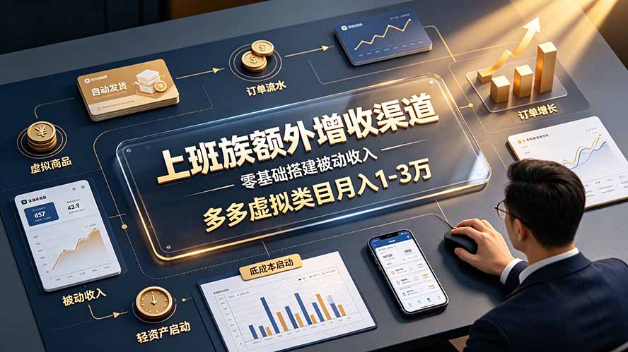 上班族额外增收渠道，零基础搭建被动收入，多多虚拟类目月入 1-3 万-万象聊项目
